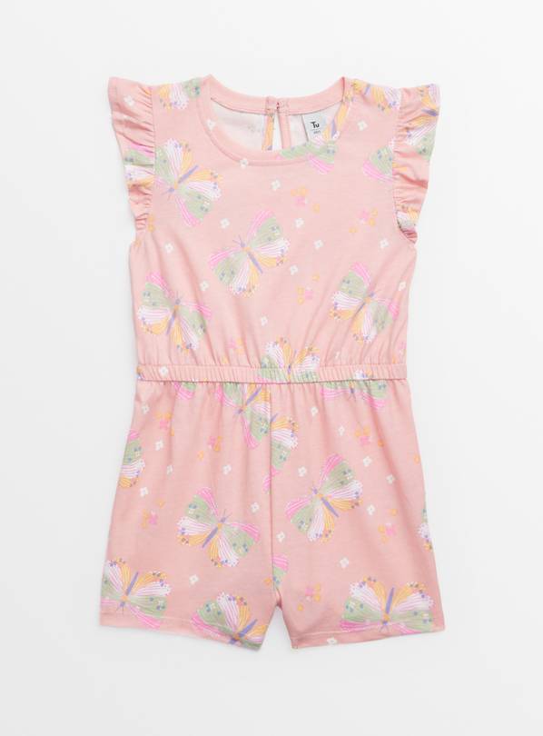 Pink Butterfly Print Playsuit 1-2 years